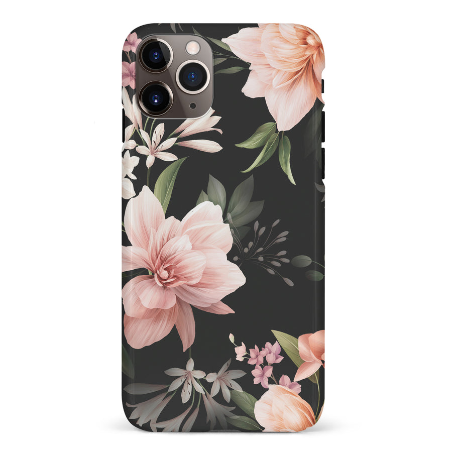 iPhone 11 Pro Max Peonies Two Floral Phone Case in Black