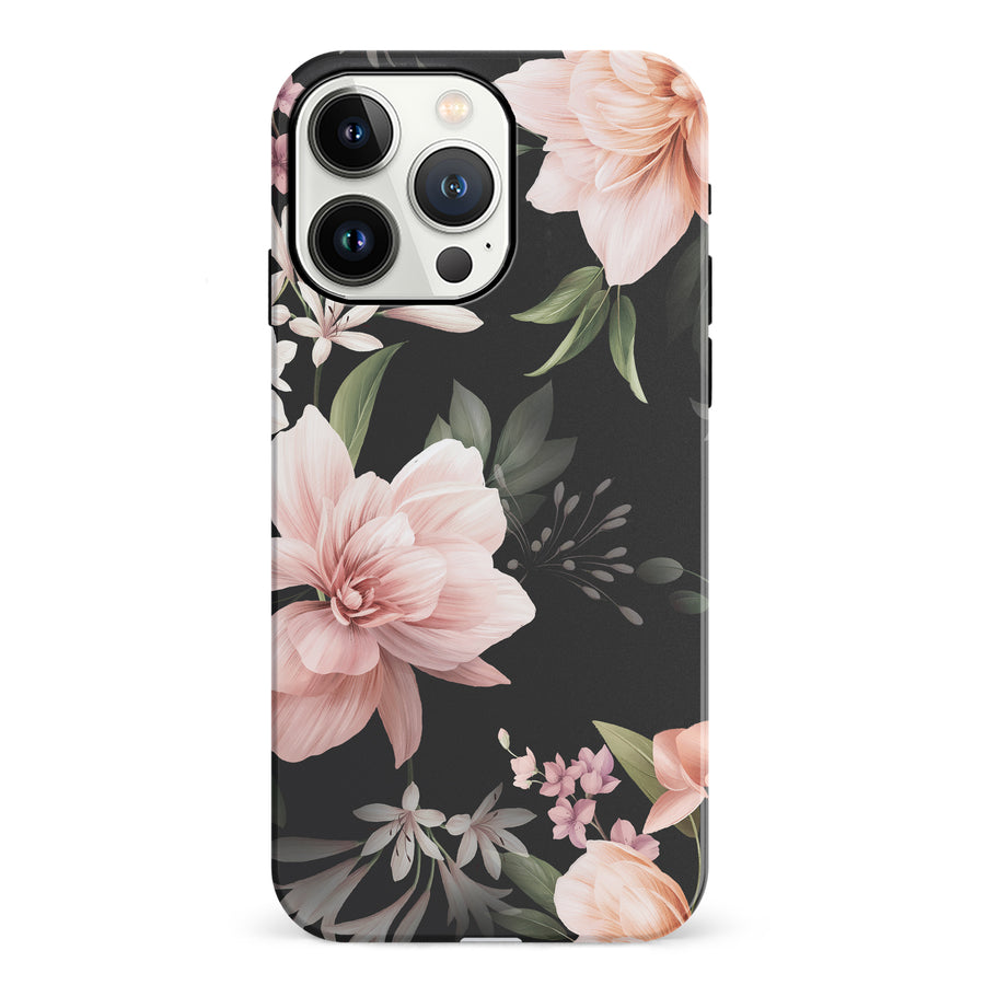 iPhone 13 Pro Peonies Two Floral Phone Case in Black