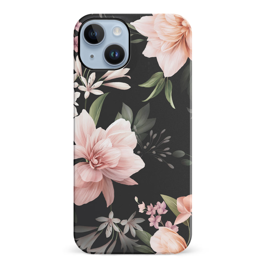 iPhone 14 Plus Peonies Two Floral Phone Case in Black