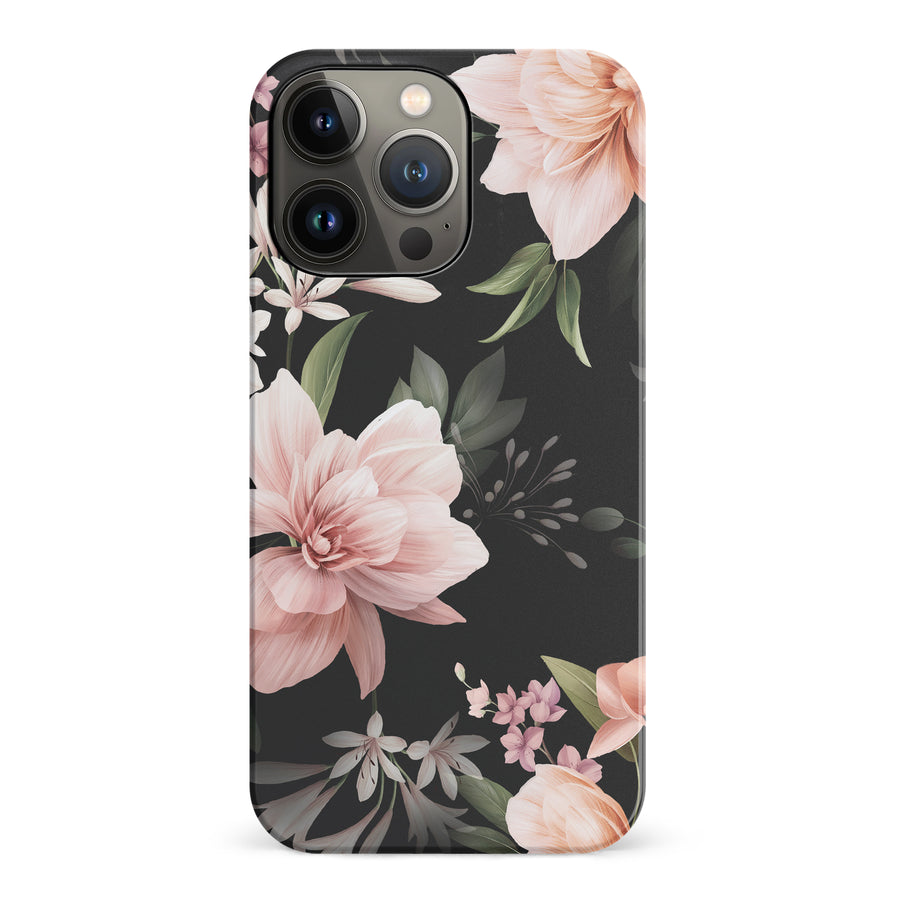 iPhone 14 Pro Peonies Two Floral Phone Case in Black