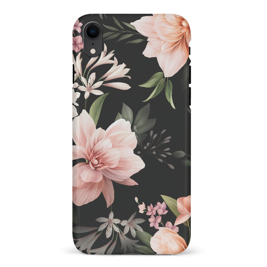 iPhone XR Peonies Two Floral Phone Case in Black