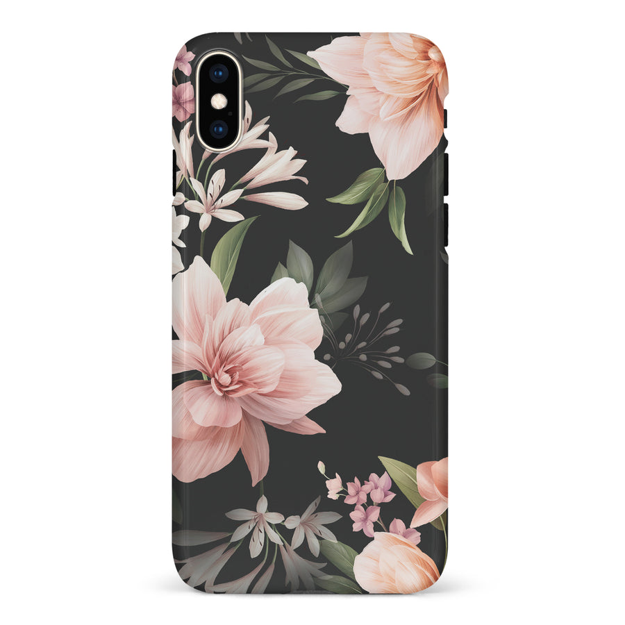 iPhone XS Max Peonies Two Floral Phone Case in Black