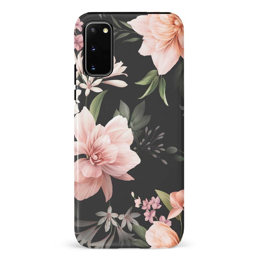 Samsung Galaxy S20 Peonies Two Floral Phone Case in Black