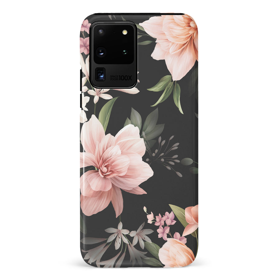 Samsung Galaxy S20 Ultra Peonies Two Floral Phone Case in Black