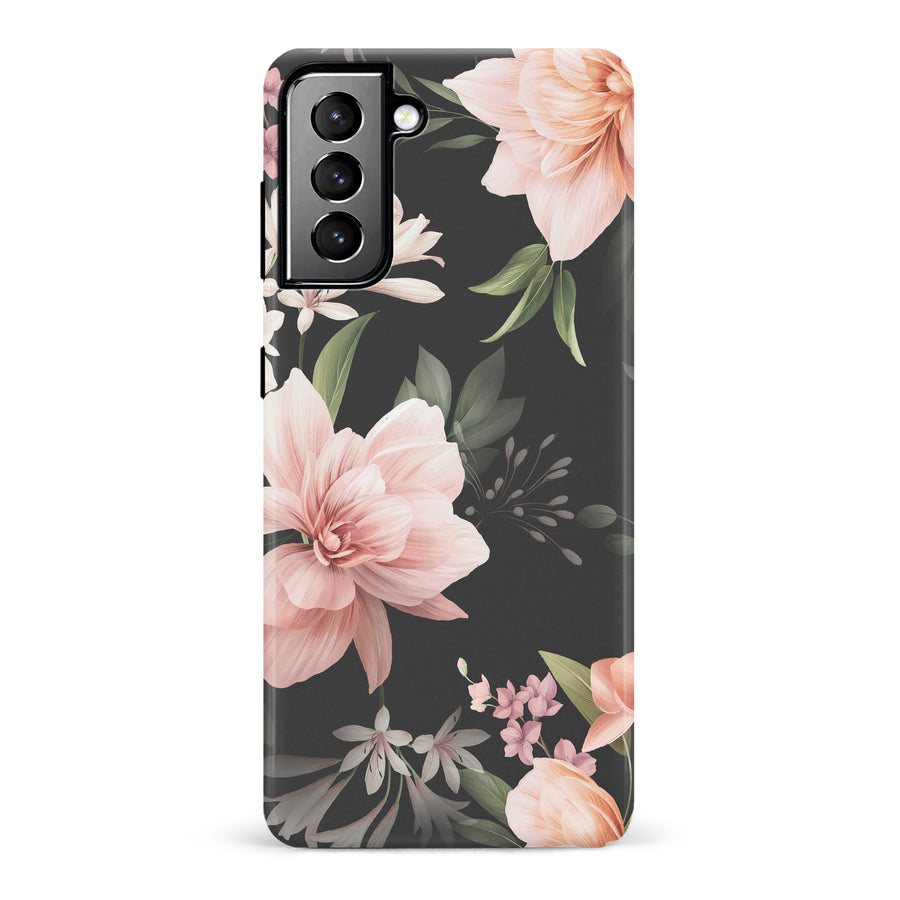 Samsung Galaxy S21 Plus Peonies Two Floral Phone Case in Black