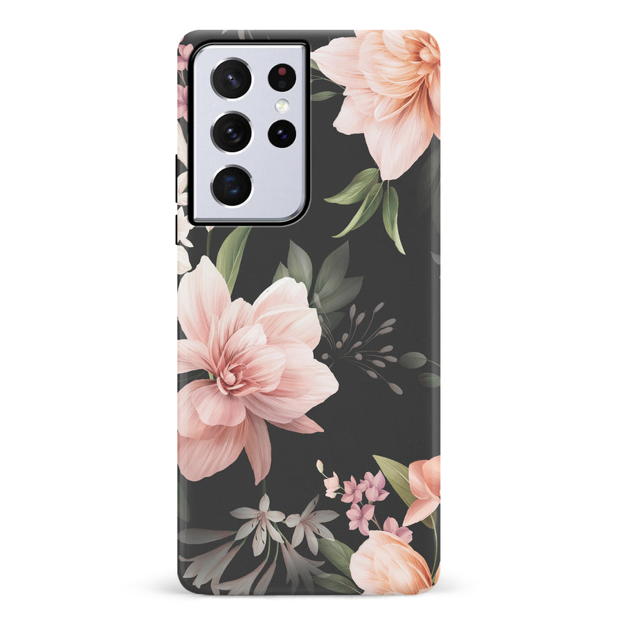 Samsung Galaxy S21 Ultra Peonies Two Floral Phone Case in Black