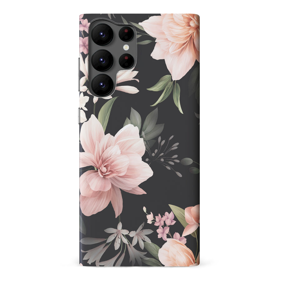 Samsung Galaxy S22 Ultra Peonies Two Floral Phone Case in Black