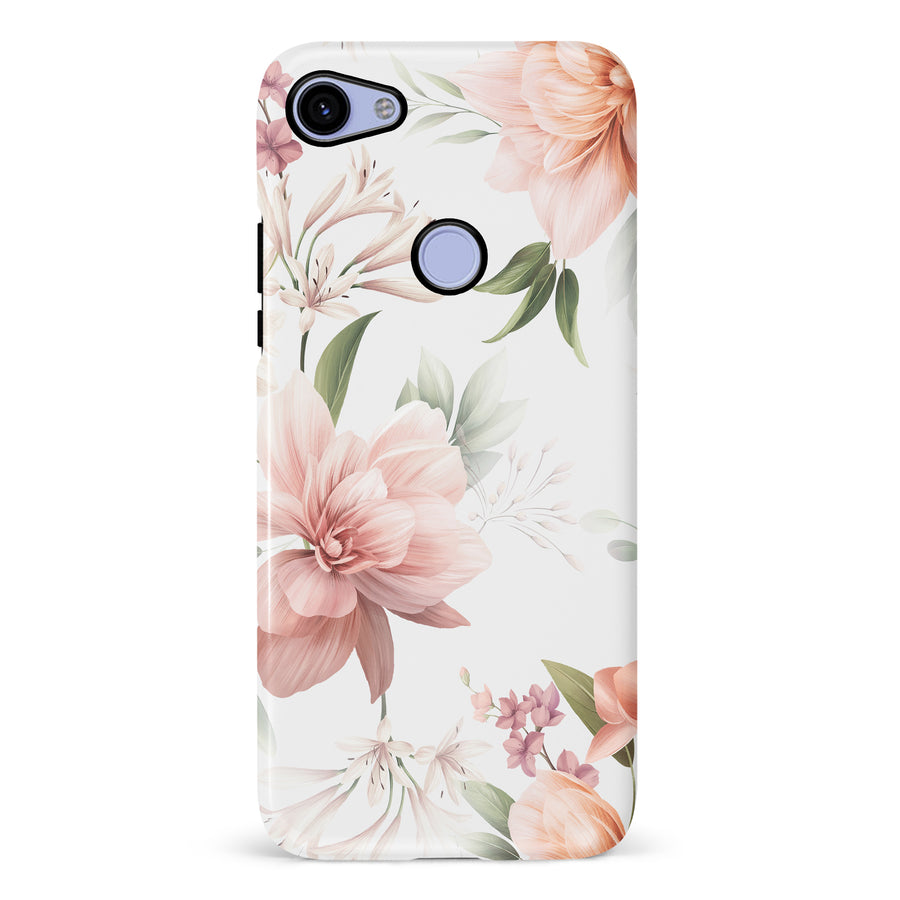 Google Pixel 3A XL Peonies Two Phone Case in White