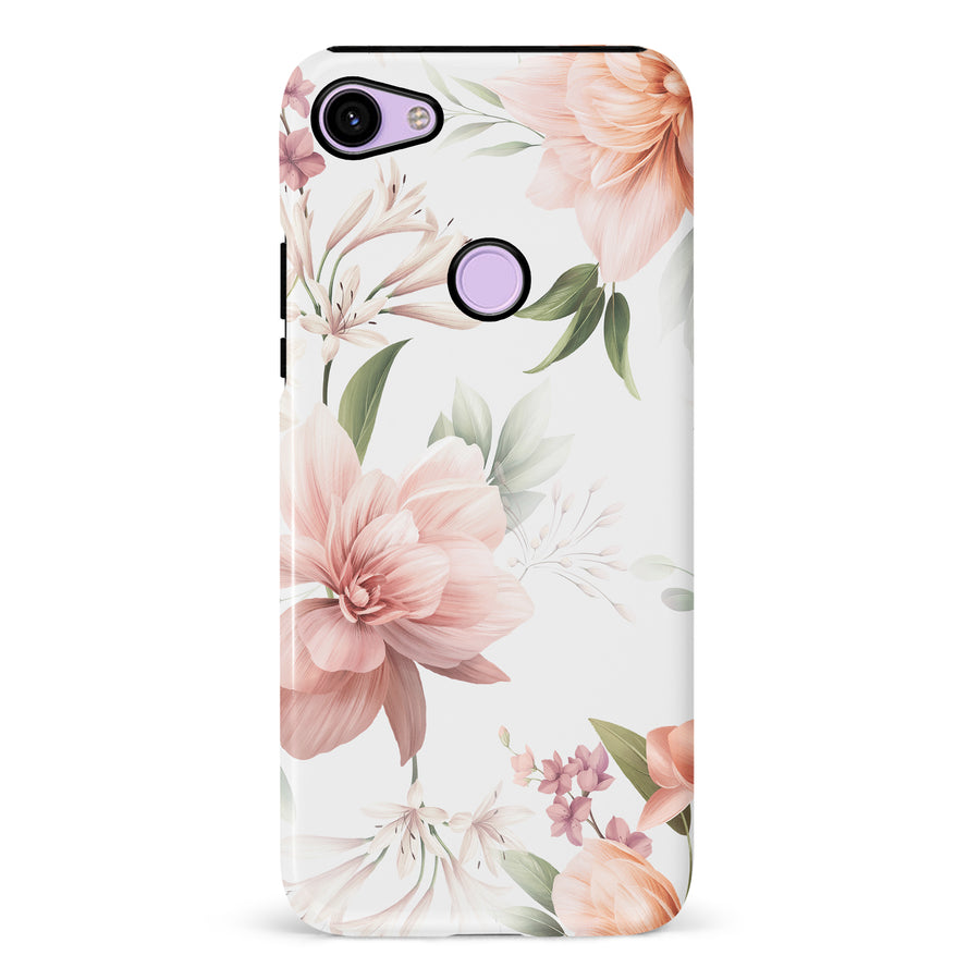 Google Pixel 3 Peonies Two Phone Case in White
