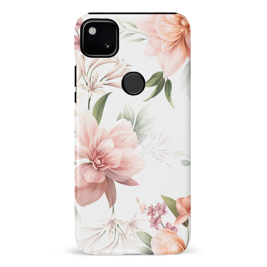 Google Pixel 4A Peonies Two Phone Case in White
