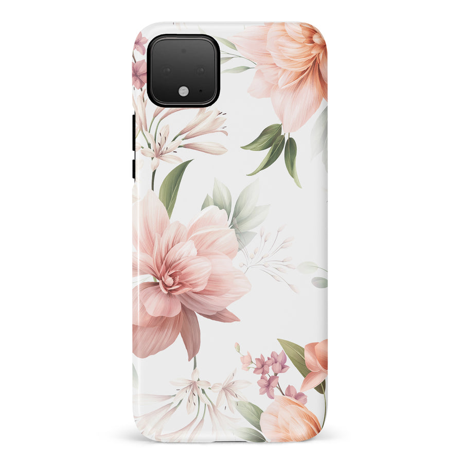 Google Pixel 4 Peonies Two Phone Case in White