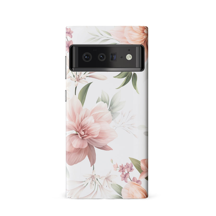 Google Pixel 6 Peonies Two Phone Case in White