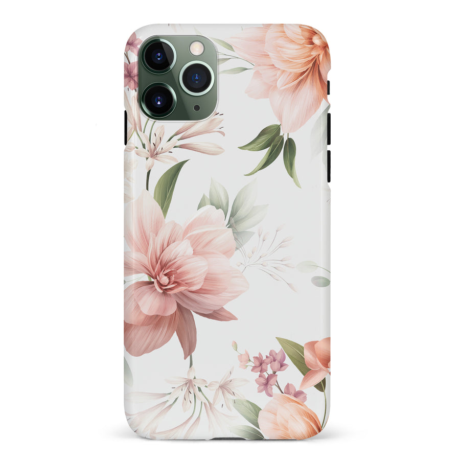 iPhone 11 Pro Peonies Two Phone Case in White