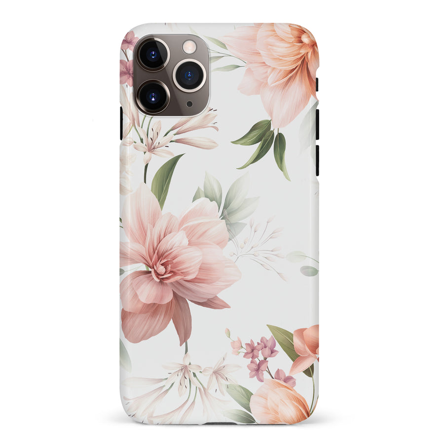 iPhone 11 Pro Max Peonies Two Phone Case in White