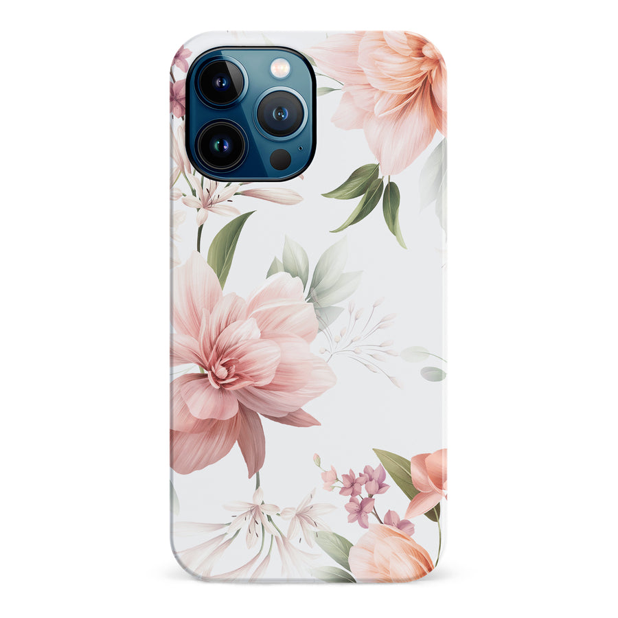 iPhone 12 Pro Max Peonies Two Phone Case in White