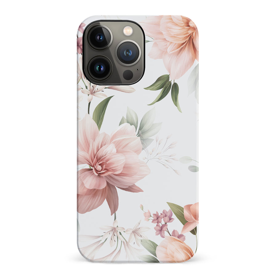 iPhone 14 Pro Peonies Two Phone Case in White