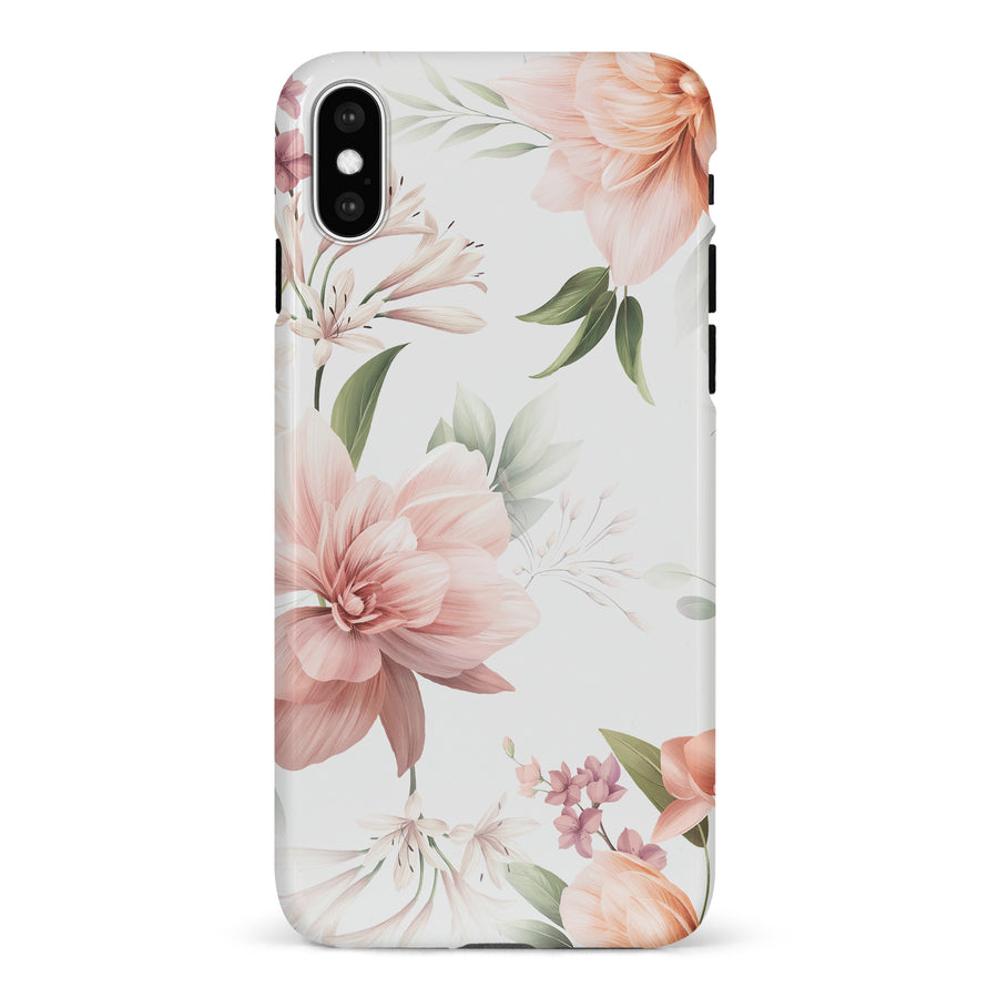 iPhone X/XS Peonies Two Phone Case in White