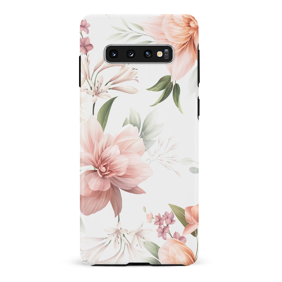 Samsung Galaxy S10 Peonies Two Phone Case in White