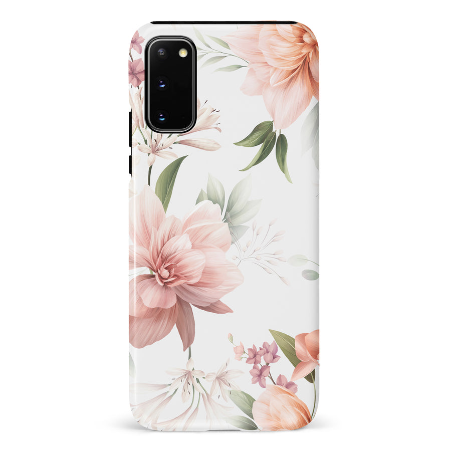 Samsung Galaxy S20 Peonies Two Phone Case in White