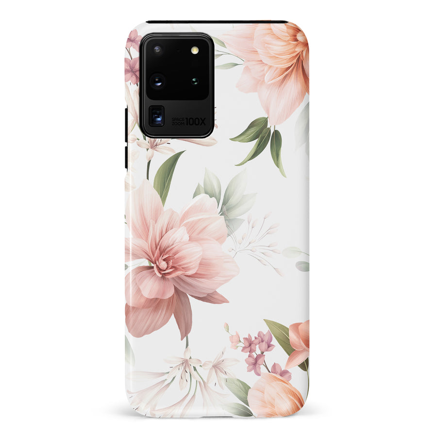 Samsung Galaxy S20 Ultra Peonies Two Phone Case in White