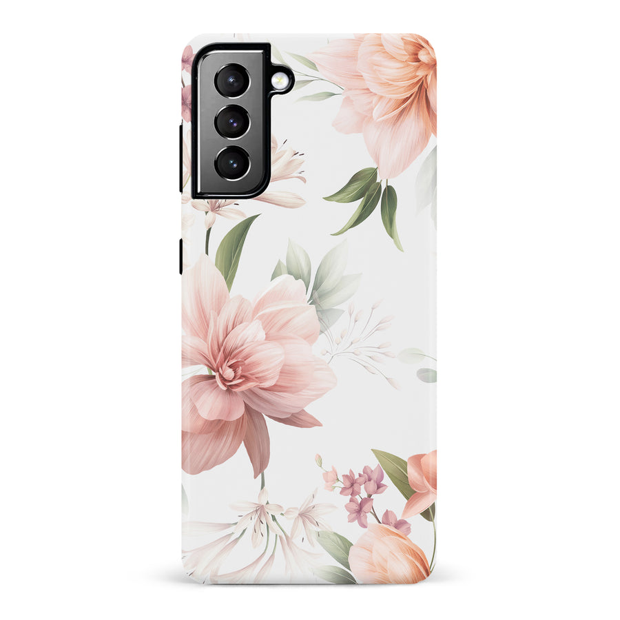 Samsung Galaxy S21 Plus Peonies Two Phone Case in White