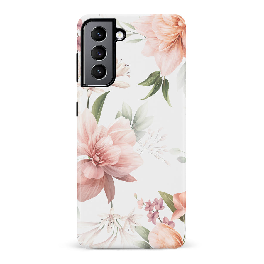 Samsung Galaxy S22 Peonies Two Phone Case in White