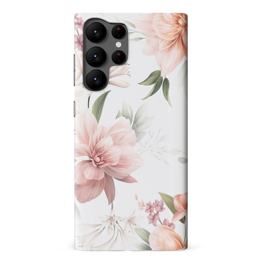Samsung Galaxy S22 Ultra Peonies Two Phone Case in White
