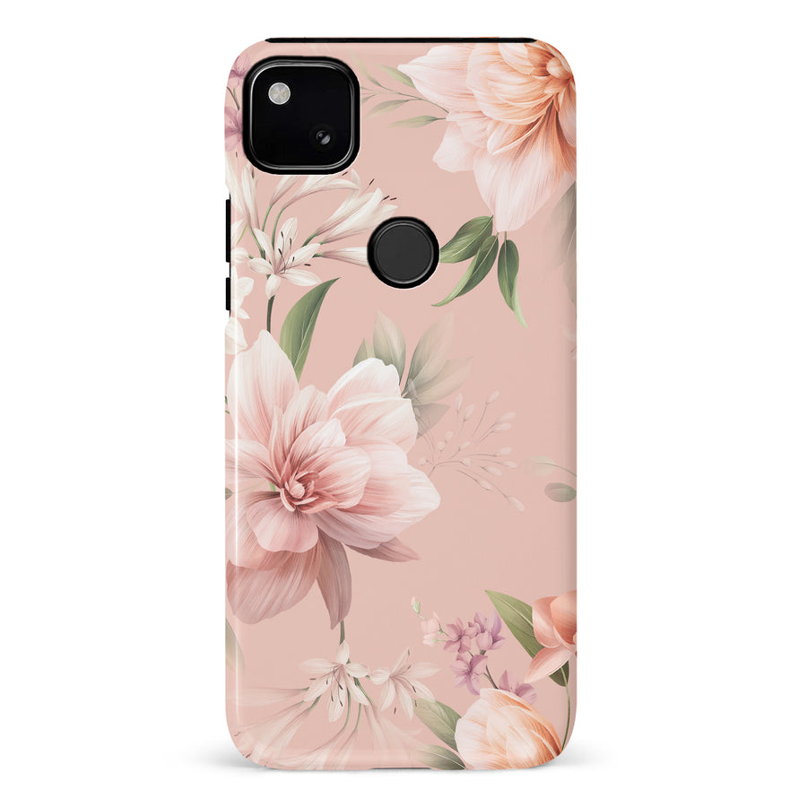 Google Pixel 4A Peonies Two Floral Phone Case in Pink