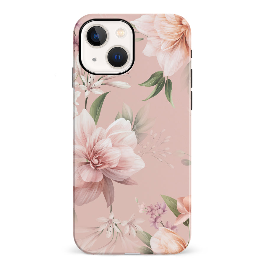 iPhone 13 & 13 Mini Peonies Two Floral Phone Case in Pink
