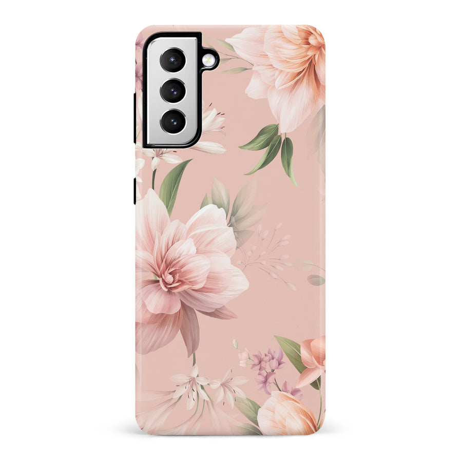 Samsung Galaxy S21 Peonies Two Floral Phone Case in Pink