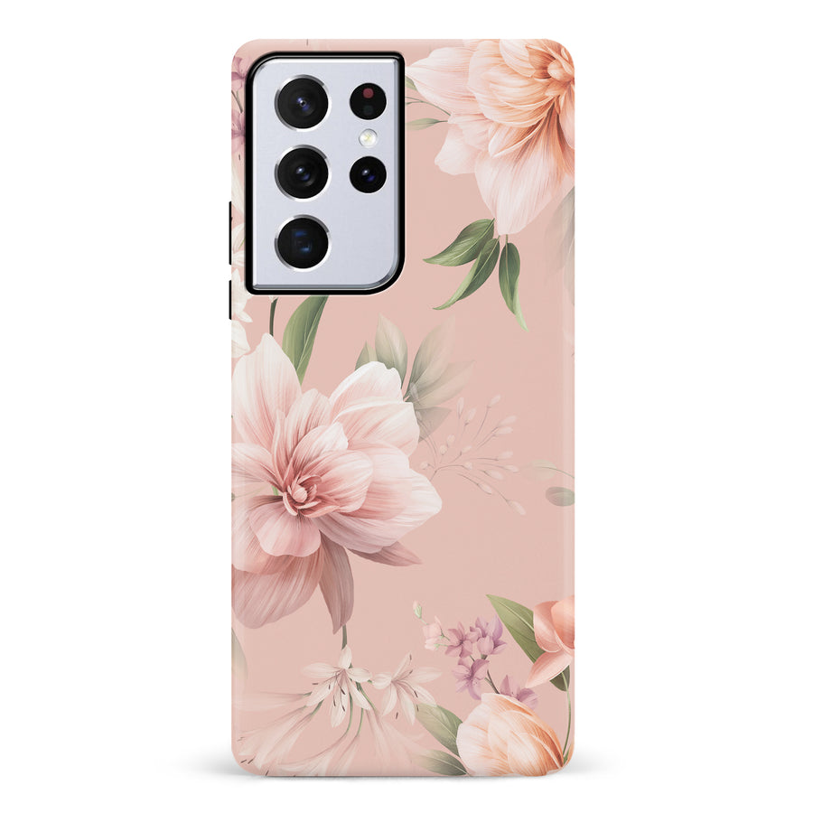 Samsung Galaxy S21 Ultra Peonies Two Floral Phone Case in Pink