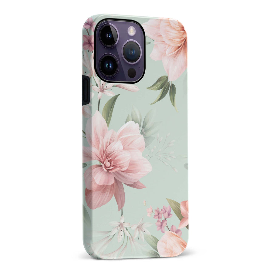 iPhone 14 Pro Max Peonies Two Floral Phone Case in Green