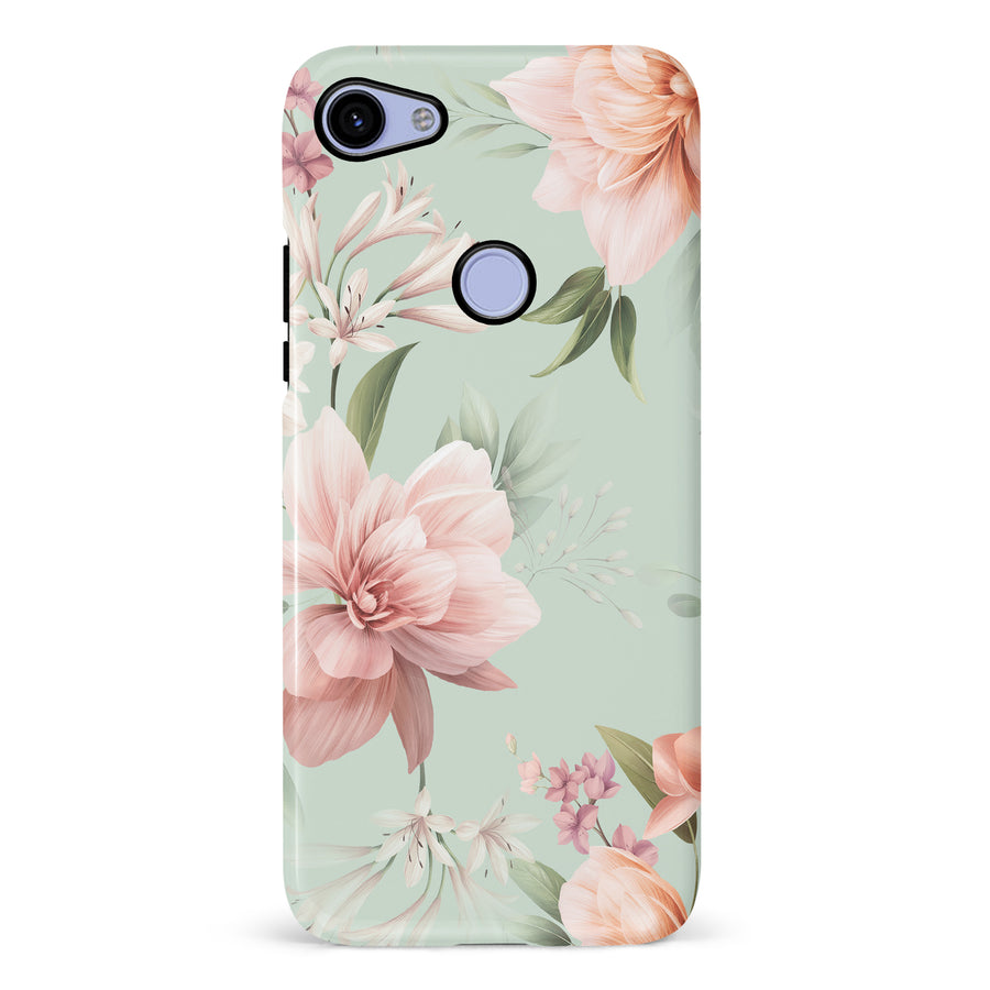 Google Pixel 3A XL Peonies Two Floral Phone Case in Green