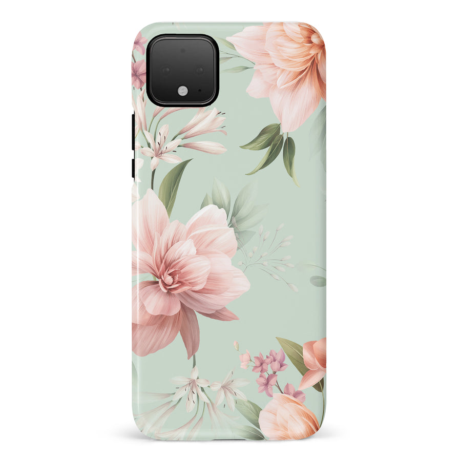 Google Pixel 4 Peonies Two Floral Phone Case in Green