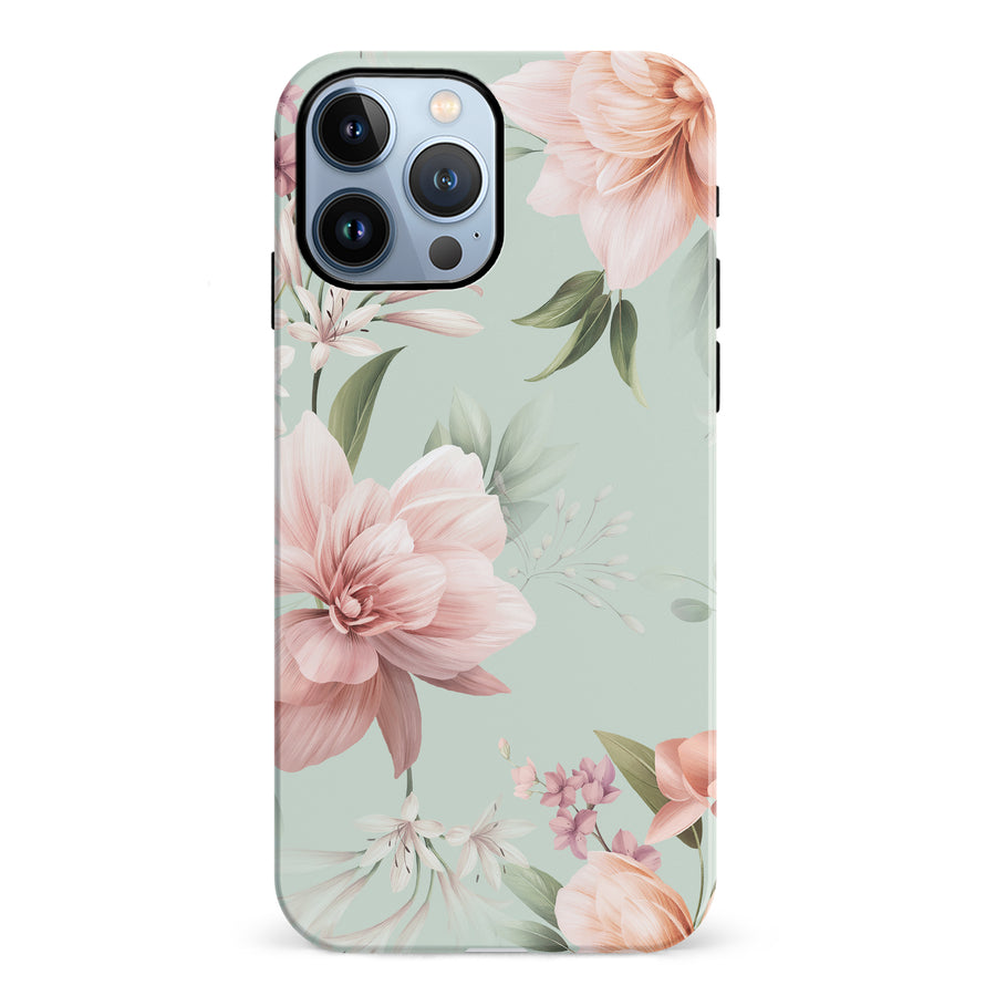 iPhone 12 Pro Peonies Two Floral Phone Case in Green