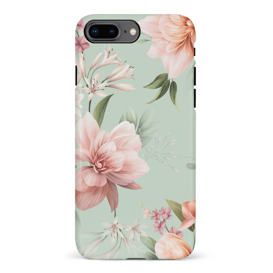 iPhone 7 Plus / 8 Plus Peonies Two Floral Phone Case in Green