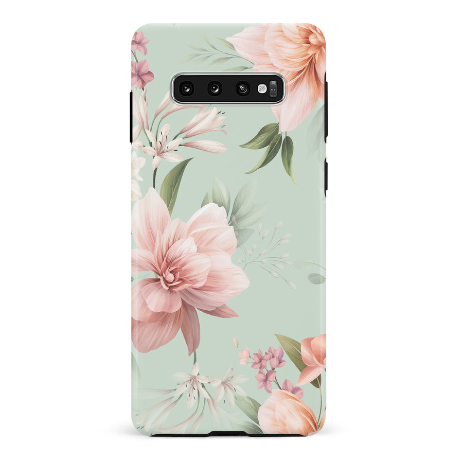 Samsung Galaxy S10 Plus Peonies Two Floral Phone Case in Green