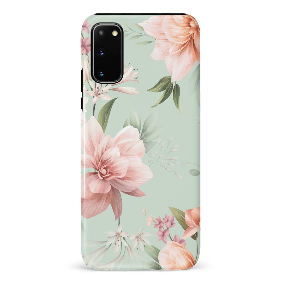 Samsung Galaxy S20 Peonies Two Floral Phone Case in Green