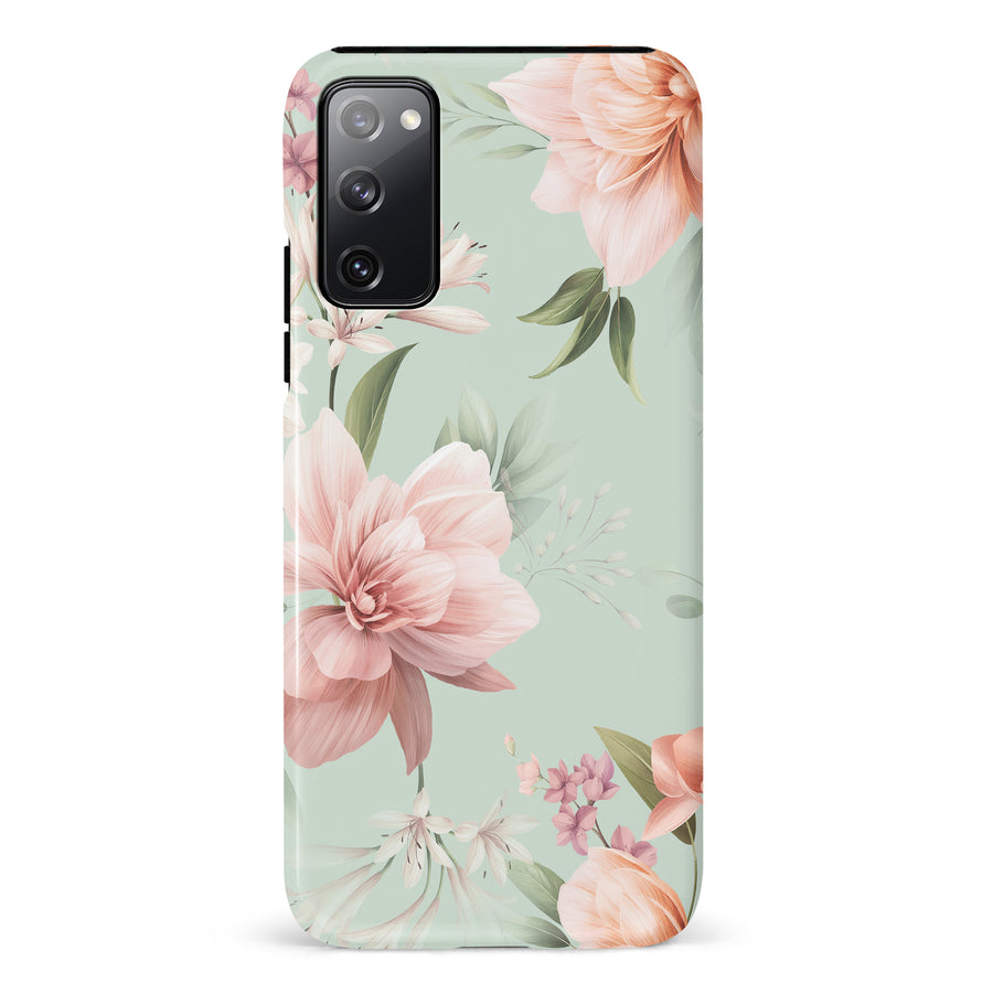 Samsung Galaxy S20 FE Peonies Two Floral Phone Case in Green