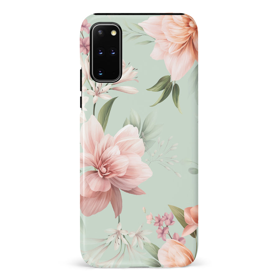 Samsung Galaxy S20 Plus Peonies Two Floral Phone Case in Green