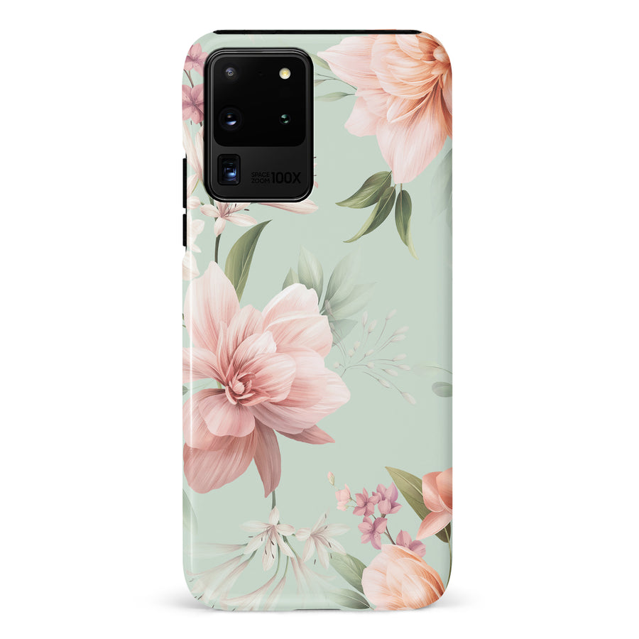 Samsung Galaxy S20 Ultra Peonies Two Floral Phone Case in Green