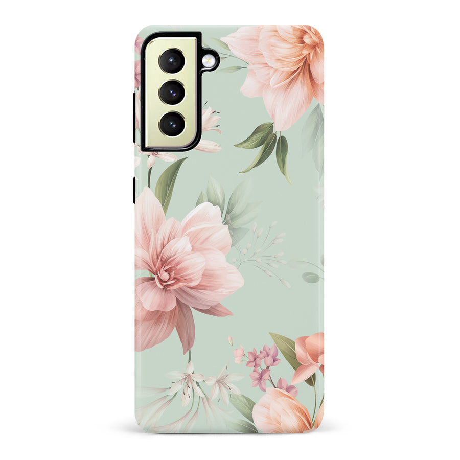 Samsung Galaxy S22 Plus Peonies Two Floral Phone Case in Green