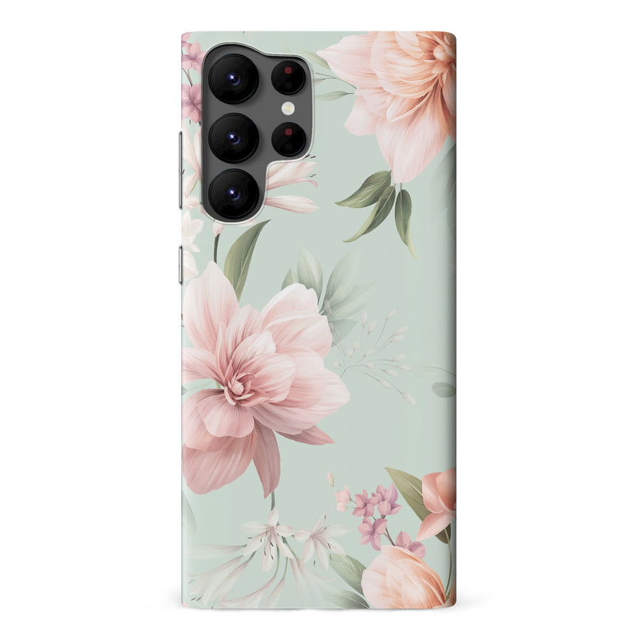 Samsung Galaxy S22 Ultra Peonies Two Floral Phone Case in Green