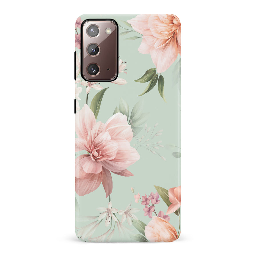 Samsung Galaxy Note 20 Peonies Two Floral Phone Case in Green