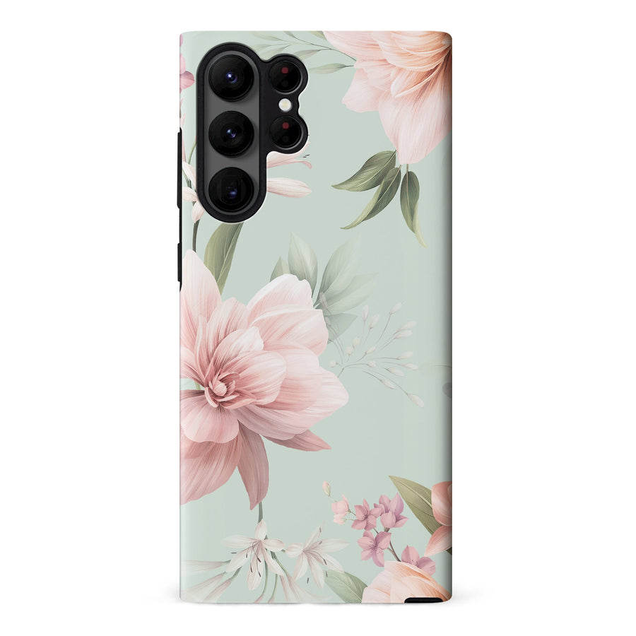 Samsung S23 Ultra Peonies Two Floral Phone Case - Green
