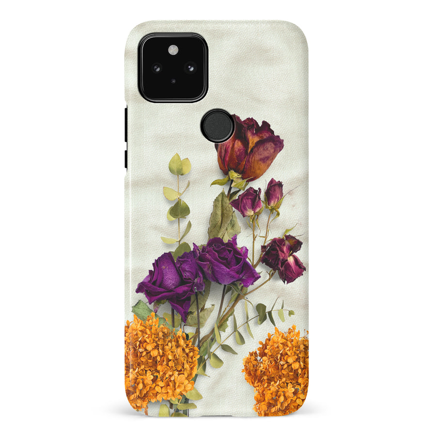 Google Pixel 5 flowers on canvas phone case