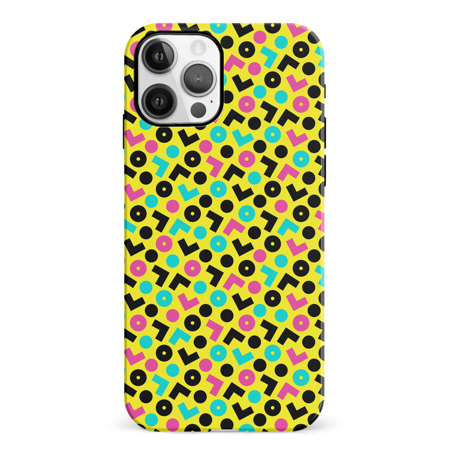 iPhone 12 90's Geometry Phone Case in Yellow