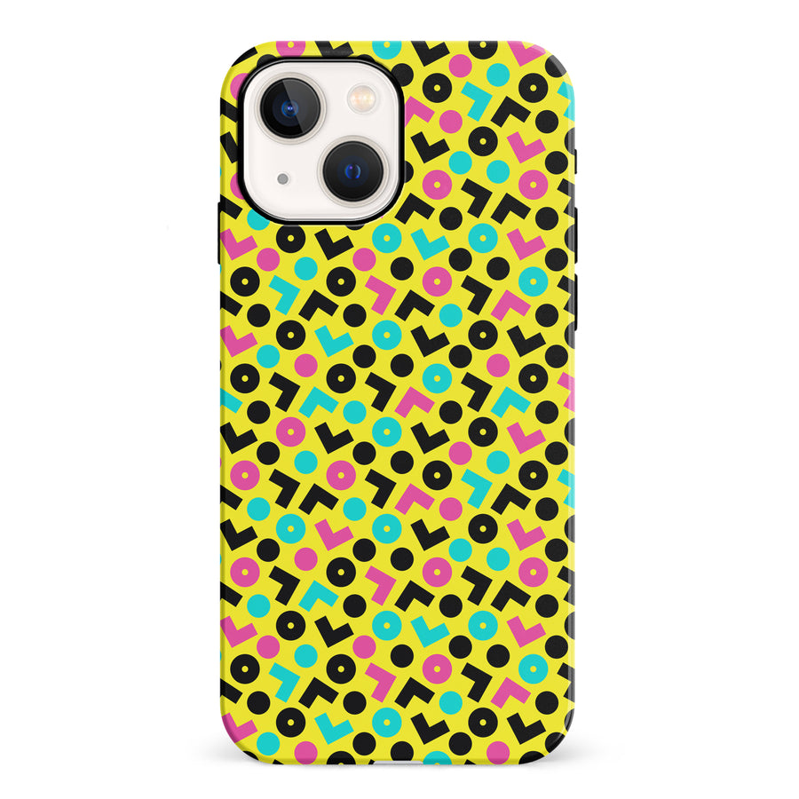 iPhone 13 90's Geometry Phone Case in Yellow