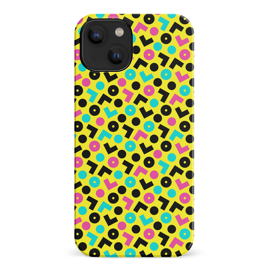 iPhone 14 90's Geometry Phone Case in Yellow