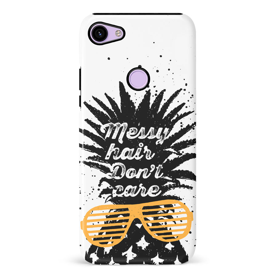Google Pixel 3 Messy Hair Don't Care Phone Case in White